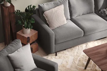 Peppe Sofagruppe 3-seter Sofa + Lenestol + Fotskammel i Stoff - Lys grå - Møbler - Sofaer - Sofagrupper