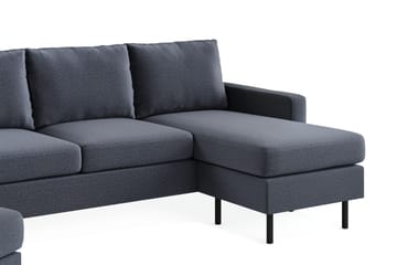 Peppe Sofagruppe 3-seter Vendbar L-formet Divansofa + Lenestol + Fotskammel i Stoff - Mørk grå - Møbler - Sofaer - Sofagrupper