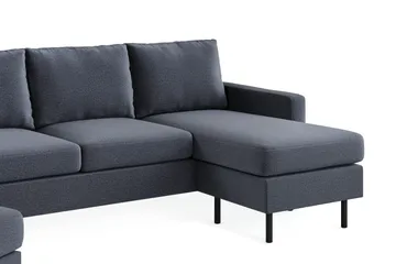 Peppe Sofagruppe 3-seter Vendbar L-formet Divansofa + Lenestol + Fotskammel i Stoff - Mørk grå - Møbler - Sofaer - Sofagrupper