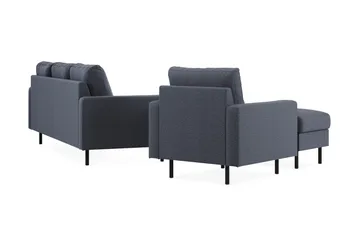 Peppe Sofagruppe 3-seter Vendbar L-formet Divansofa + Lenestol + Fotskammel i Stoff - Mørk grå - Møbler - Sofaer - Sofagrupper