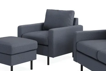 Peppe Sofagruppe 3-seters Sofa + Lenestol + Fotskammel i Stoff - Mørk grå - Møbler - Sofaer - Sofagrupper