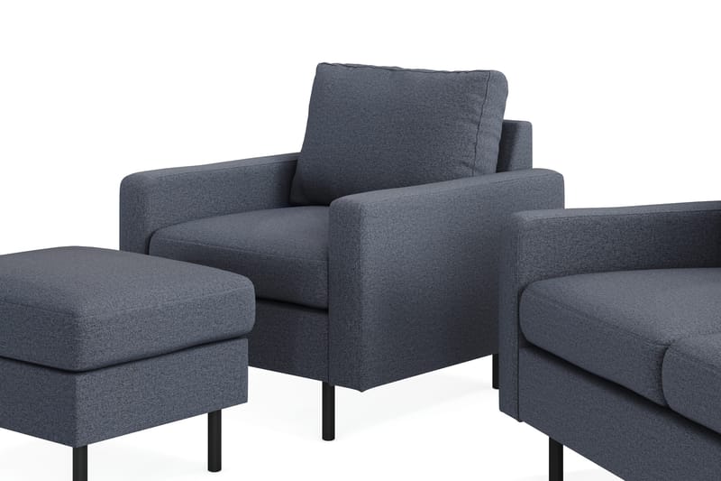 Peppe Sofagruppe 3-seters Sofa + Lenestol + Fotskammel i Stoff - Mørk grå - Møbler - Sofaer - Sofagrupper