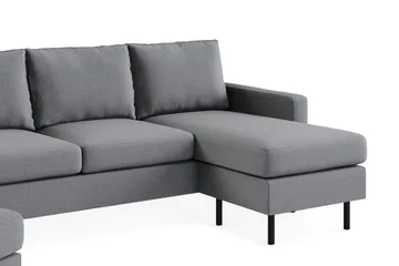 Peppe Sofagruppe 3-seters Vendbar L-formet Sjeselongsofa + Lenestol + Fotskammel i Stoff - Lys grå - Møbler - Sofaer - Sofagrupper