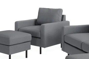 Peppe Sofagruppe 3-seters Vendbar L-formet Sjeselongsofa + Lenestol + Fotskammel i Stoff - Lys grå - Møbler - Sofaer - Sofagrupper