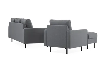 Peppe Sofagruppe 3-seters Vendbar L-formet Sjeselongsofa + Lenestol + Fotskammel i Stoff - Lys grå - Møbler - Sofaer - Sofagrupper