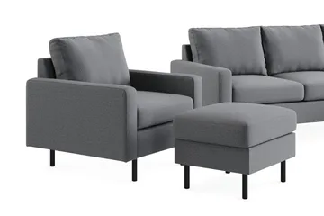 Peppe Sofagruppe 3-seters Vendbar L-formet Sjeselongsofa + Lenestol + Fotskammel i Stoff - Lys grå - Møbler - Sofaer - Sofagrupper