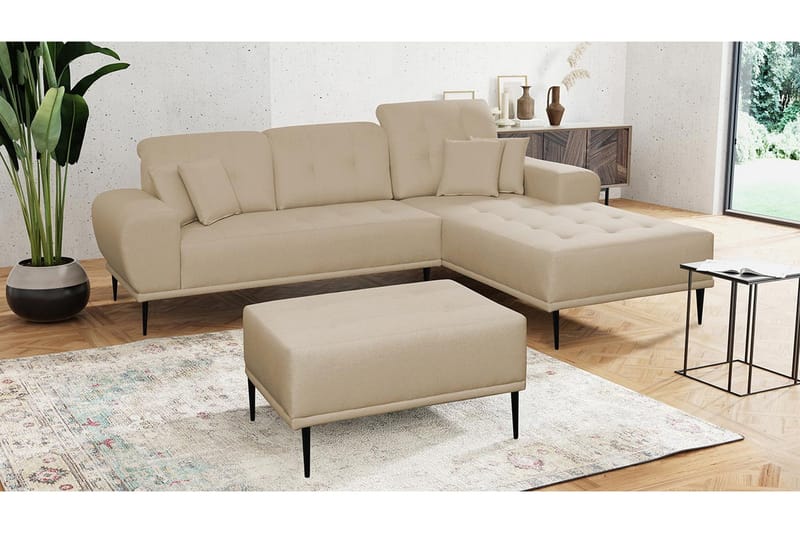 Rapale Sofagruppe Høyre med Fotskammel - Beige - Møbler - Sofaer - Sofagrupper