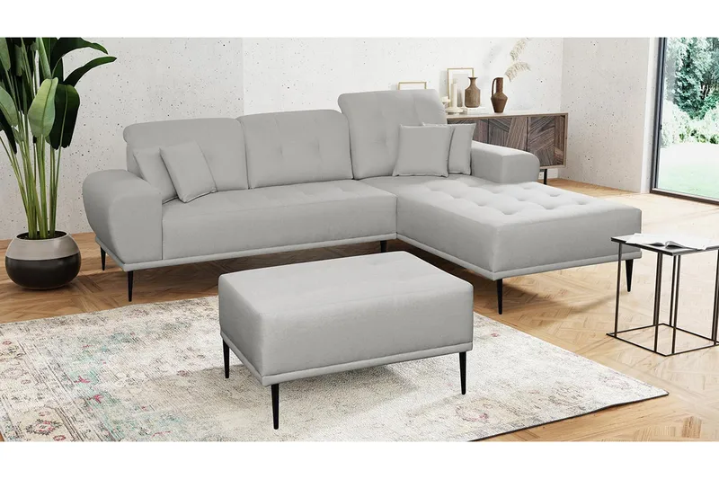 Rapale Sofagruppe Høyre med Fotskammel - Grå - Møbler - Sofaer - Sofagrupper