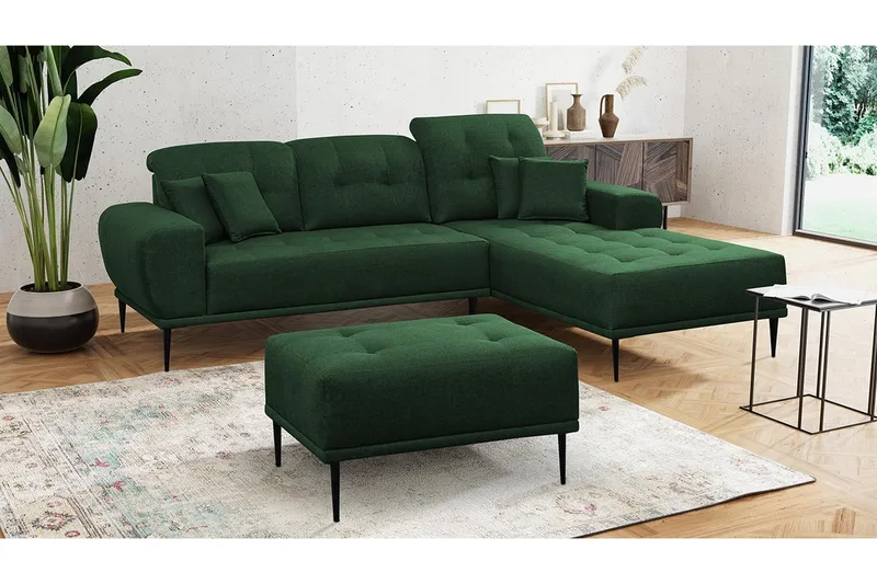 Rapale Sofagruppe Høyre med Fotskammel - Grønn - Møbler - Sofaer - Sofagrupper