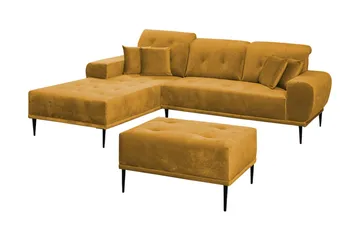 Rapale Sofagruppe Venstre med Fotskammel - Fløyel/Gul - Møbler - Sofaer - Sofagrupper