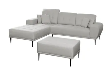 Rapale Sofagruppe Venstre med Fotskammel - Grå - Møbler - Sofaer - Sofagrupper