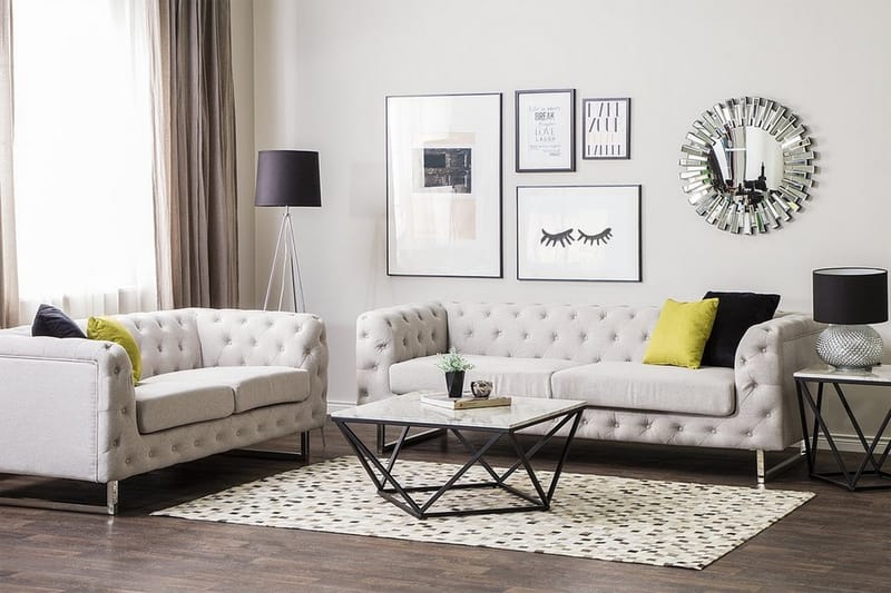 Sofagruppe 2-seter + 3-seter Vissland - Beige | Grå - Sofagrupper