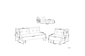 Sofagruppe 2-seters + 1-seters fløyel marineblå VESTFOLD - Blå - Møbler - Sofaer - Sofagrupper