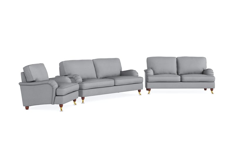 Howard Lyx Sofagruppe 3-seters + 2-seters Sofa + Lenestol i Stoff - Lys grå - Møbler - Sofaer - Sofagrupper - Howard sofagruppe