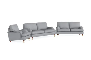 Howard Lyx Sofagruppe 3-seters + 2-seters Sofa + Lenestol i Stoff - Lys grå - Møbler - Sofaer - Sofagrupper - Howard sofagruppe