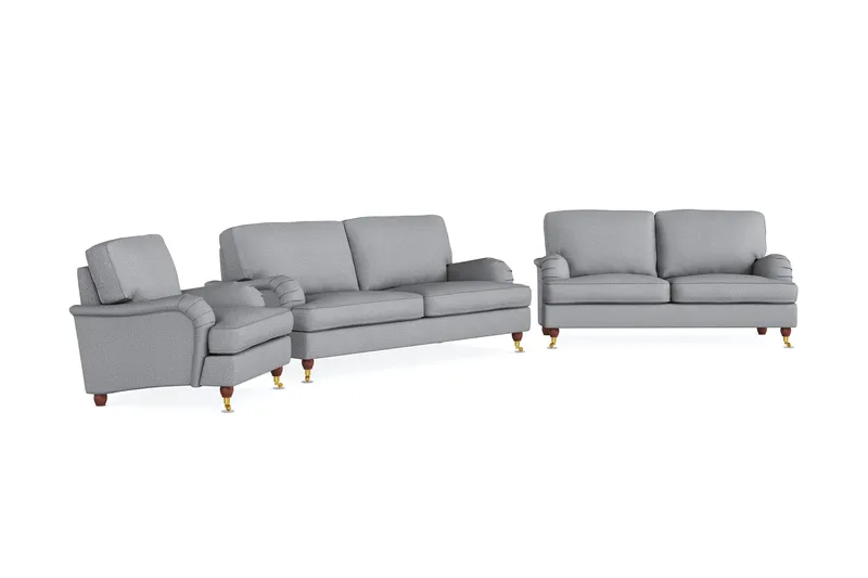 Howard Lyx Sofagruppe 3-seters + 2-seters Sofa + Lenestol i Stoff - Lys grå - Møbler - Sofaer - Sofagrupper - Howard sofagruppe