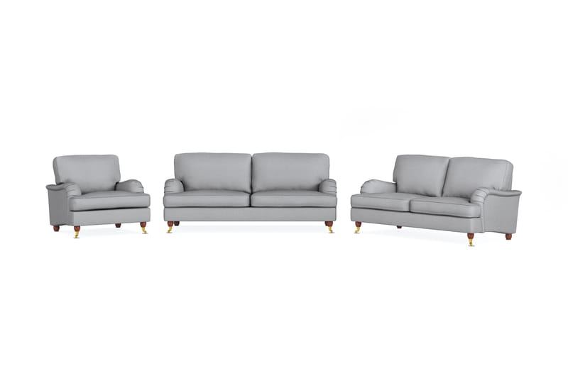 Howard Lyx Sofagruppe 3-seters + 2-seters Sofa + Lenestol i Stoff - Lys grå - Møbler - Sofaer - Sofagrupper - Sofagruppe 3 2 1