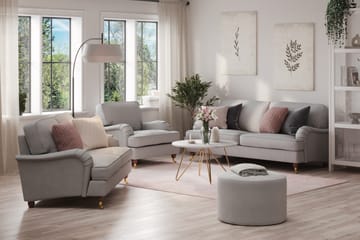 Howard Lyx Sofagruppe 3-seters + 2-seters Sofa + Lenestol i Stoff - Lys grå - Møbler - Sofaer - Sofagrupper - Sofagruppe 3 2 1