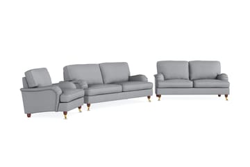 Howard Lyx Sofagruppe 3-seters + 2-seters Sofa + Lenestol i Stoff - Lys grå - Møbler - Sofaer - Sofagrupper - Sofagruppe 3 2 1