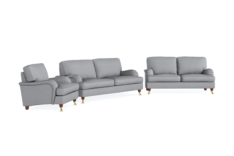 Howard Lyx Sofagruppe 3-seters + 2-seters Sofa + Lenestol i Stoff - Lys grå - Møbler - Sofaer - Sofagrupper - Sofagruppe 3 2 1