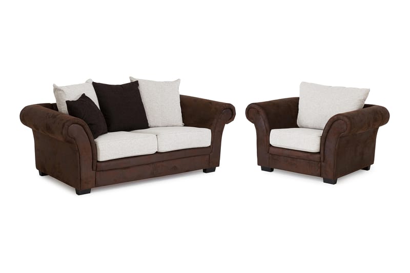 Sofagruppe Aspen 2-seter+Lenestol - Brun|Beige - Howard sofagruppe - Sofagrupper