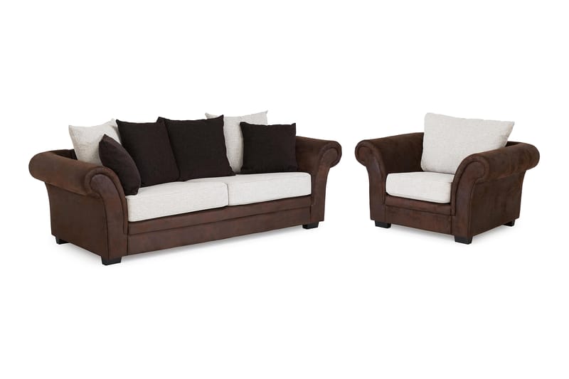 Sofagruppe Aspen 3-seter+Lenestol - Brun|Beige - Howard sofagruppe - Sofagrupper