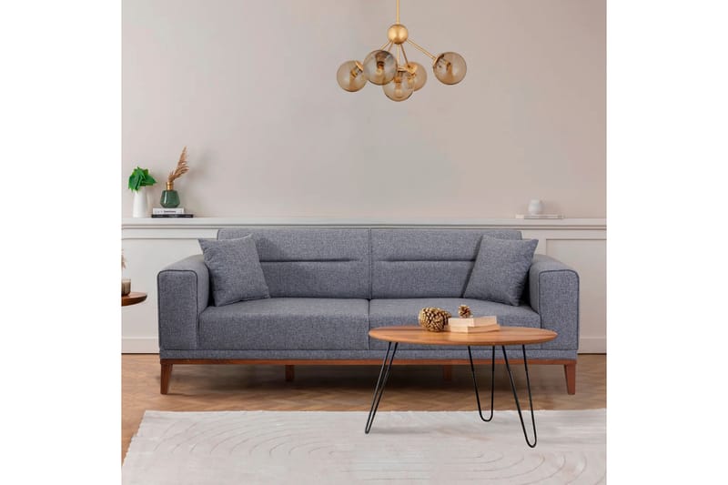 Sofagruppe Charlesbourg 3-seters Sofa + Lenestol - Mørkegrå - Møbler - Sofaer - Sofagrupper