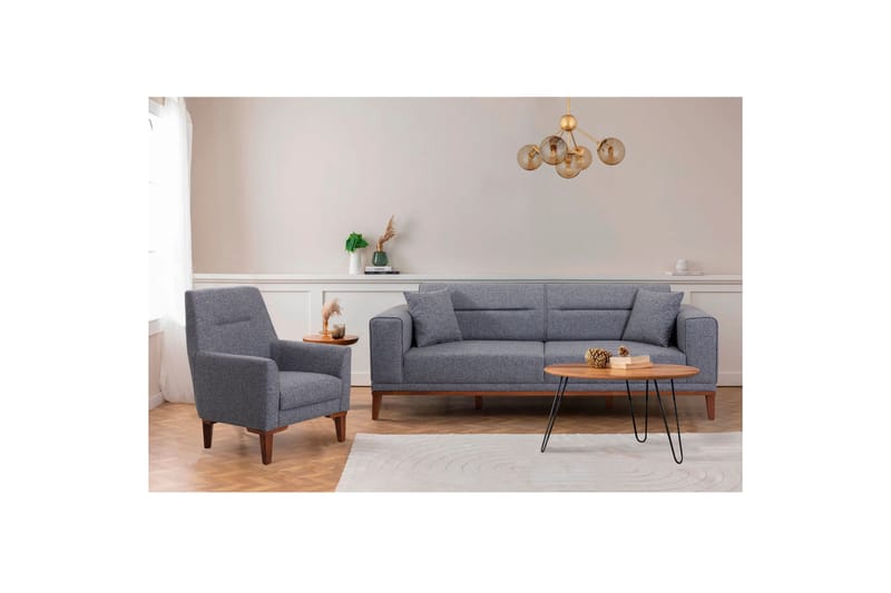 Sofagruppe Charlesbourg 3-seters Sofa + Lenestol - Mørkegrå - Sofagrupper