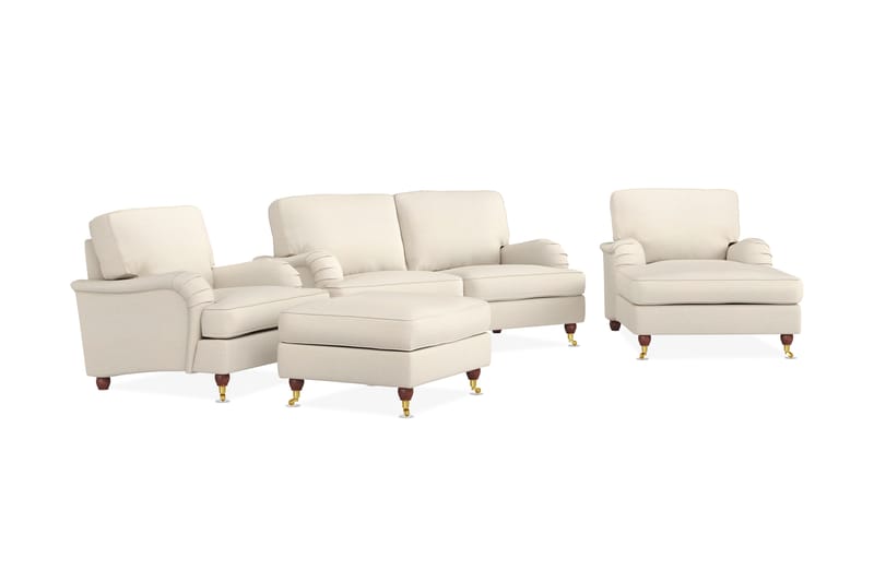 Sofagruppe Howard Oxford 2-seter+Divan+Lenestol+Fotskammel - Beige - Howard sofagruppe - Sofagrupper