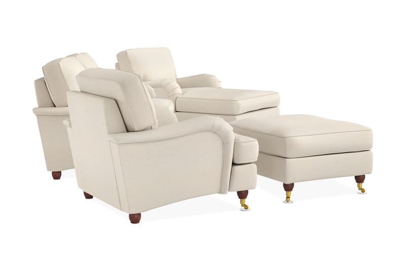 Sofagruppe Howard Oxford 2-seter+Divan+Lenestol+Fotskammel - Beige - Howard sofagruppe - Sofagrupper