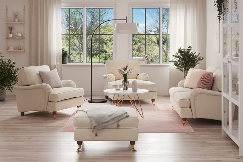 Sofagruppe Howard Oxford 2-seter+Divan+Lenestol+Fotskammel - Beige - Howard sofagruppe - Sofagrupper