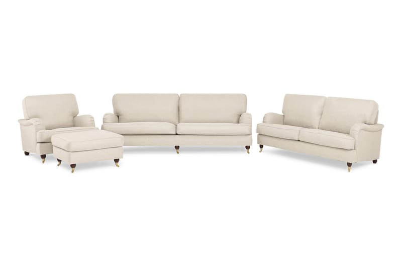 Sofagruppe Howard Oxford 3-seter+2-seter+Lenestol+Fotskammel - Beige - Howard sofagruppe - Sofagrupper