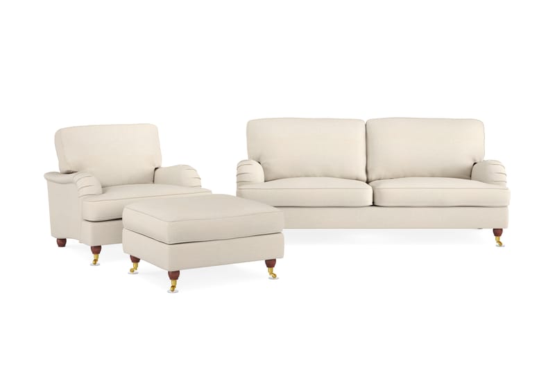 Sofagruppe Howard Oxford 3-seter+Lenestol+Fotskammel - Beige - Howard sofagruppe - Sofagrupper