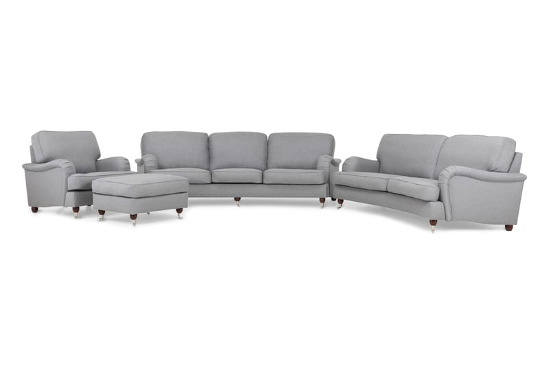 Sofagruppe Howard Oxford 4-seter+3-seter+Lenestol+Fotskammel - Lysgrå - Howard sofagruppe - Sofagrupper