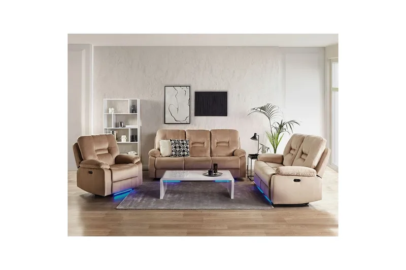 Sofagruppe med USB Rovik Beige - Beige - Møbler - Sofaer - Reclinersofaer