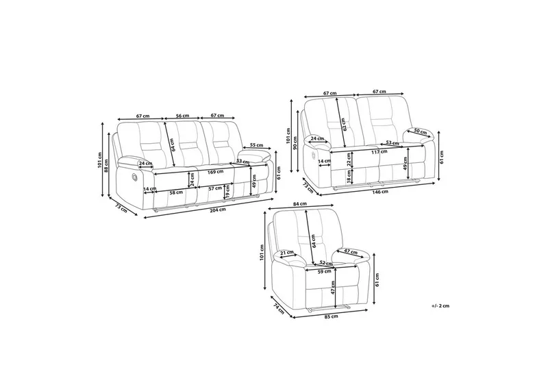 Sofagruppe med USB Rovik Beige - Beige - Møbler - Sofaer - Reclinersofaer