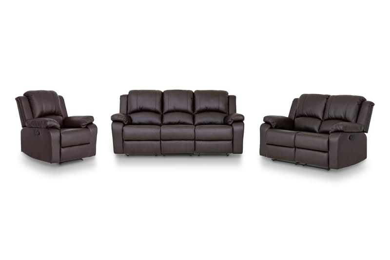 Sofagruppe Navarro 3-seter+2-seter+Lenestol Kunstlær - Mørkbrun - Møbler - Sofaer - Sofagrupper