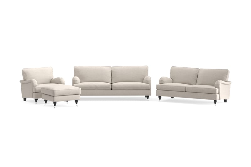 Sofagruppe Oxford Classic 3,5+3-seter+Lenestol+Fotskammel - Beige - Howard sofagruppe - Sofagrupper