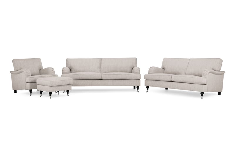 Sofagruppe Oxford Classic 3,5+3-seter+Lenestol+Fotskammel - Sofagrupper - Chesterfield sofagruppe