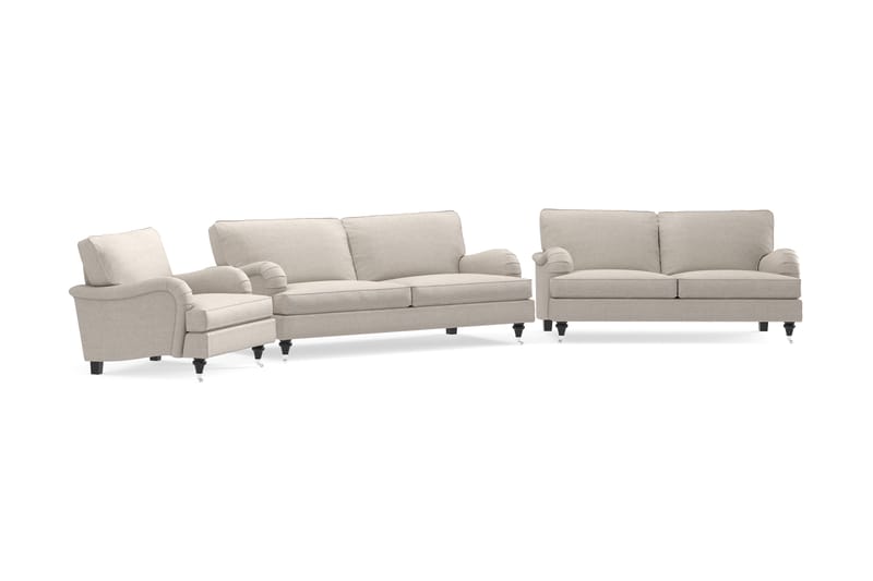 Sofagruppe Oxford Classic 3,5-seter+3-seter+Lenestol - Beige - Howard sofagruppe - Sofagrupper