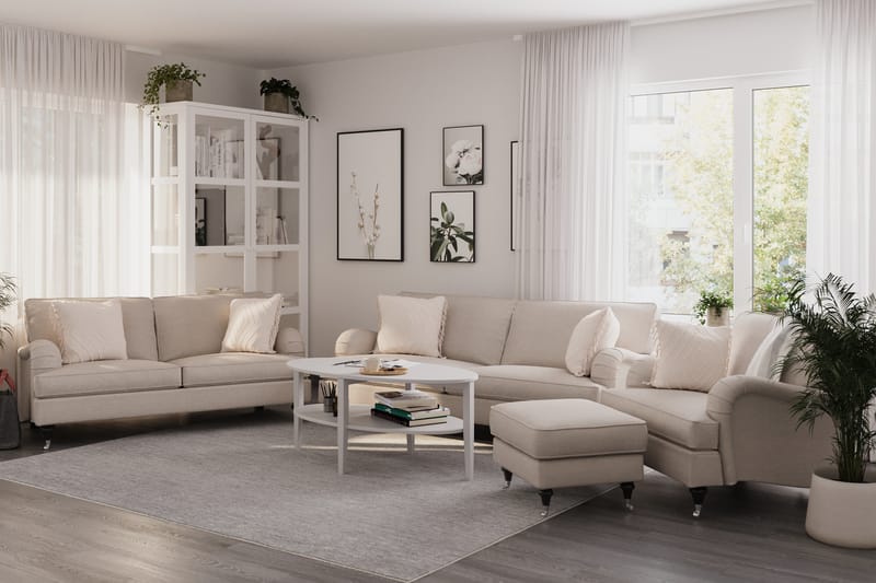 Sofagruppe Oxford Classic 3,5-seter+3-seter+Lenestol - Beige - Howard sofagruppe - Sofagrupper