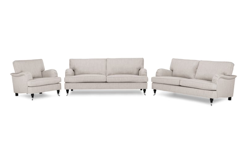 Sofagruppe Oxford Classic 3,5-seter+3-seter+Lenestol - Beige - Sofagrupper - Chesterfield sofagruppe