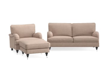 Sofagruppe Oxford Classic 3-seter+Lenestol+Fotskammel