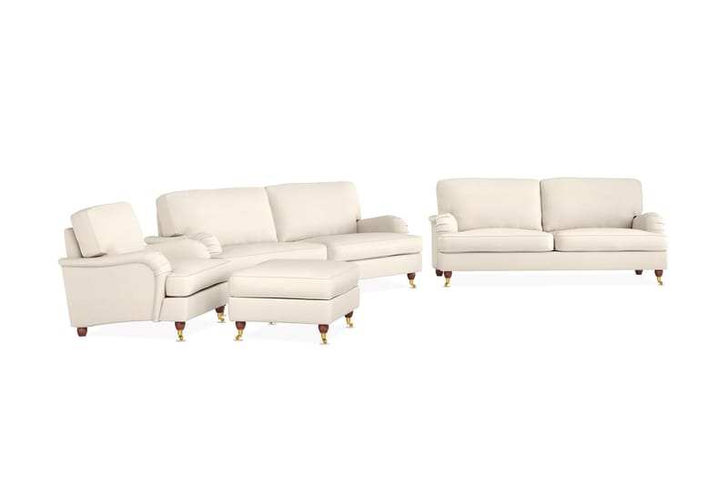Sofagruppe Oxford Sofa 3+4-seter+Lenestol+Fotskammel - Beige - Howard sofagruppe - Sofagrupper