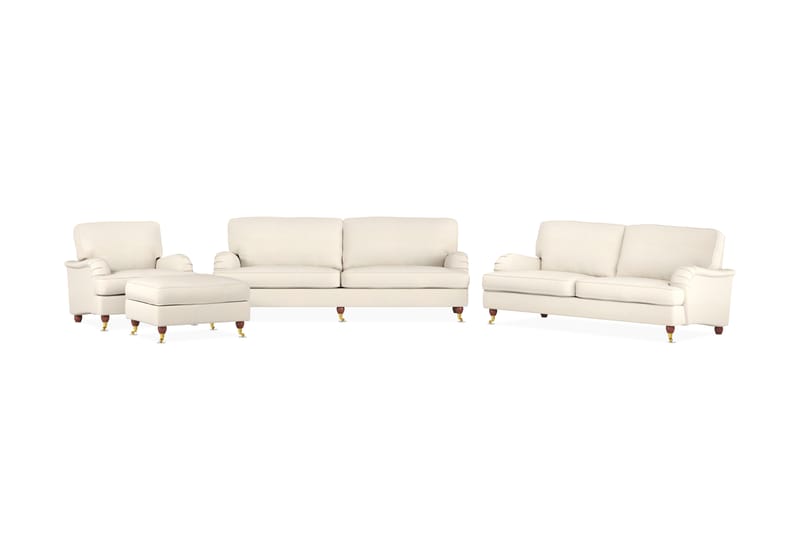 Sofagruppe Oxford Sofa 3+4-seter+Lenestol+Fotskammel - Beige - Howard sofagruppe - Sofagrupper