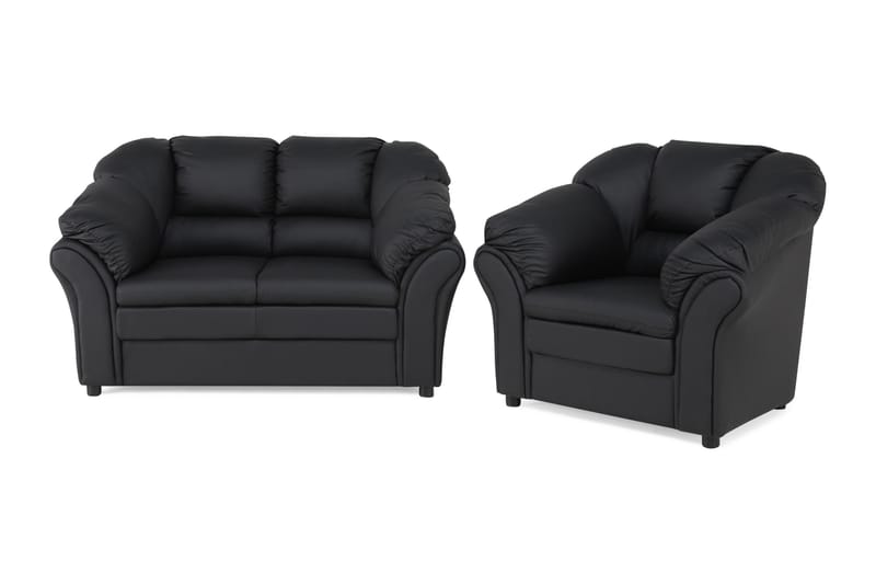 Sofagruppe Salvador 2-seter+Lenestol Kunstlær - Svart - Møbler - Sofaer - Sofagrupper