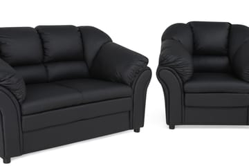Sofagruppe Salvador 2-seter+Lenestol Kunstlær - Svart - Møbler - Sofaer - Sofagrupper