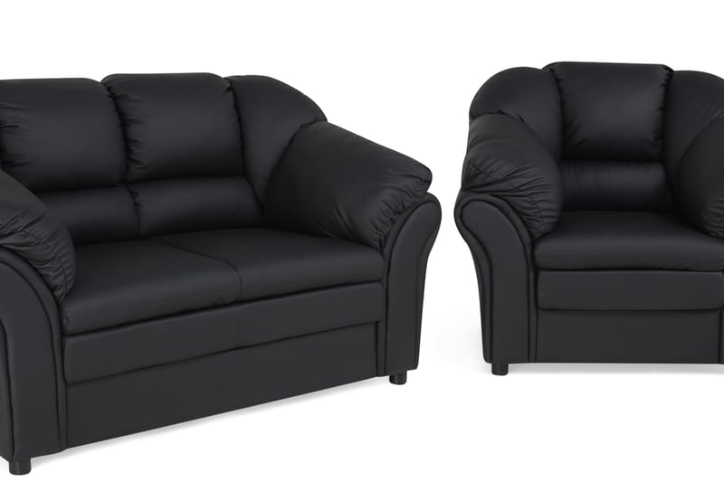 Sofagruppe Salvador 2-seter+Lenestol Kunstlær - Svart - Møbler - Sofaer - Sofagrupper