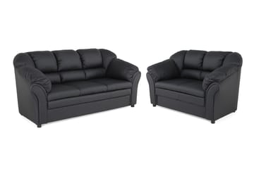 Sofagruppe Salvador 3-seter+2-seter Kunstlær - Svart - Møbler - Sofaer - Sofagrupper