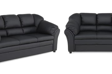 Sofagruppe Salvador 3-seter+2-seter Kunstlær - Svart - Møbler - Sofaer - Sofagrupper